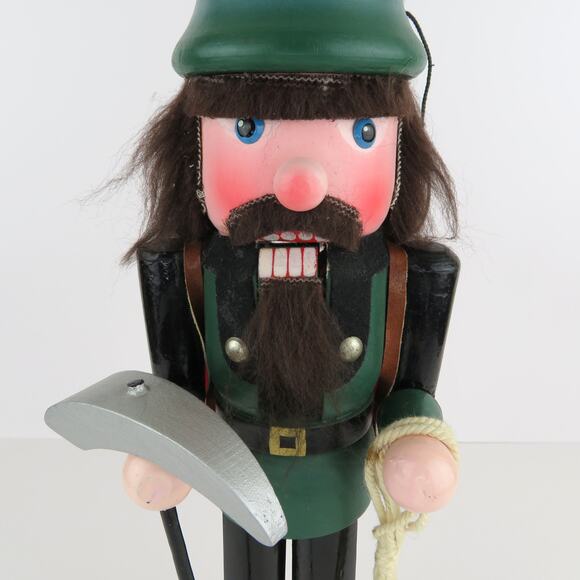 Vintage 15" Wooden Nutcracker Mountain Climber Green Hat Red Pack Germany Style - Picture 9 of 12